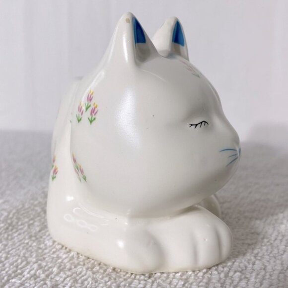 Vintage Floral Ceramic Kitty Cat Tape Dispenser - Picture 2 of 12
